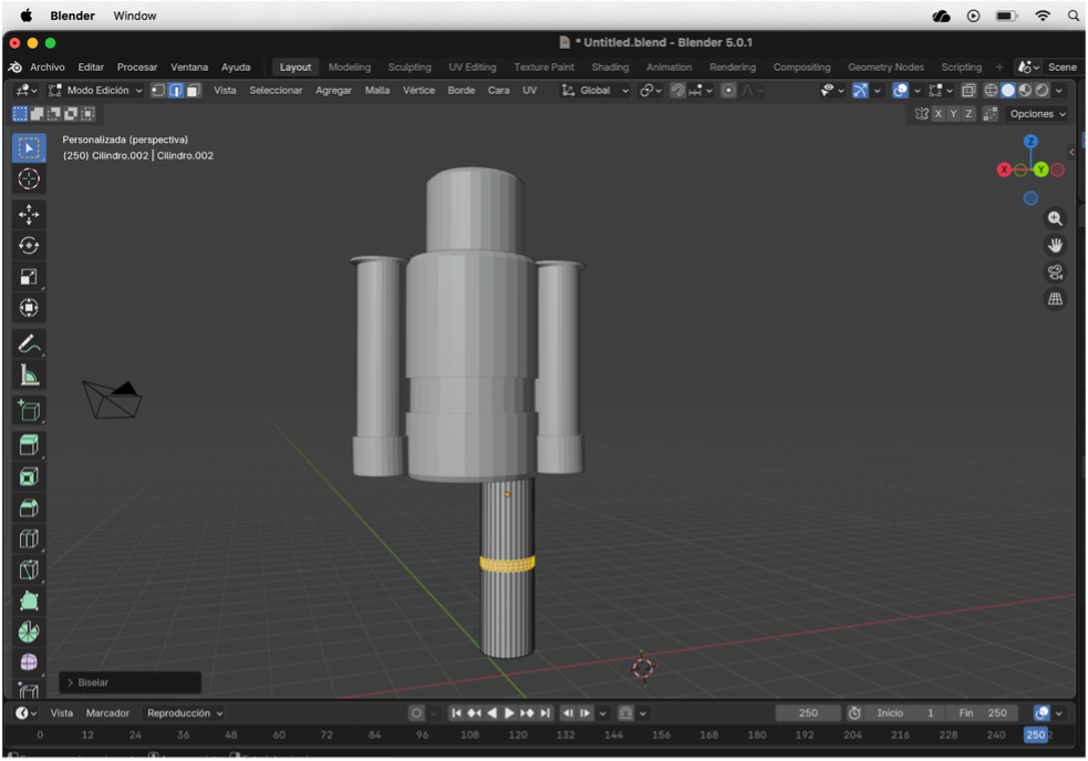 Inserción de cortes para dividir la bota y la pierna del personaje.