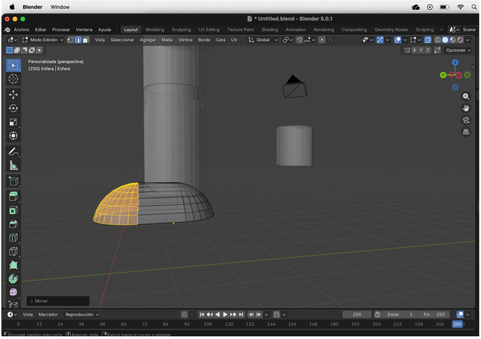 Alargamiento de la media esfera para dar forma al zapato del cascanueces.
