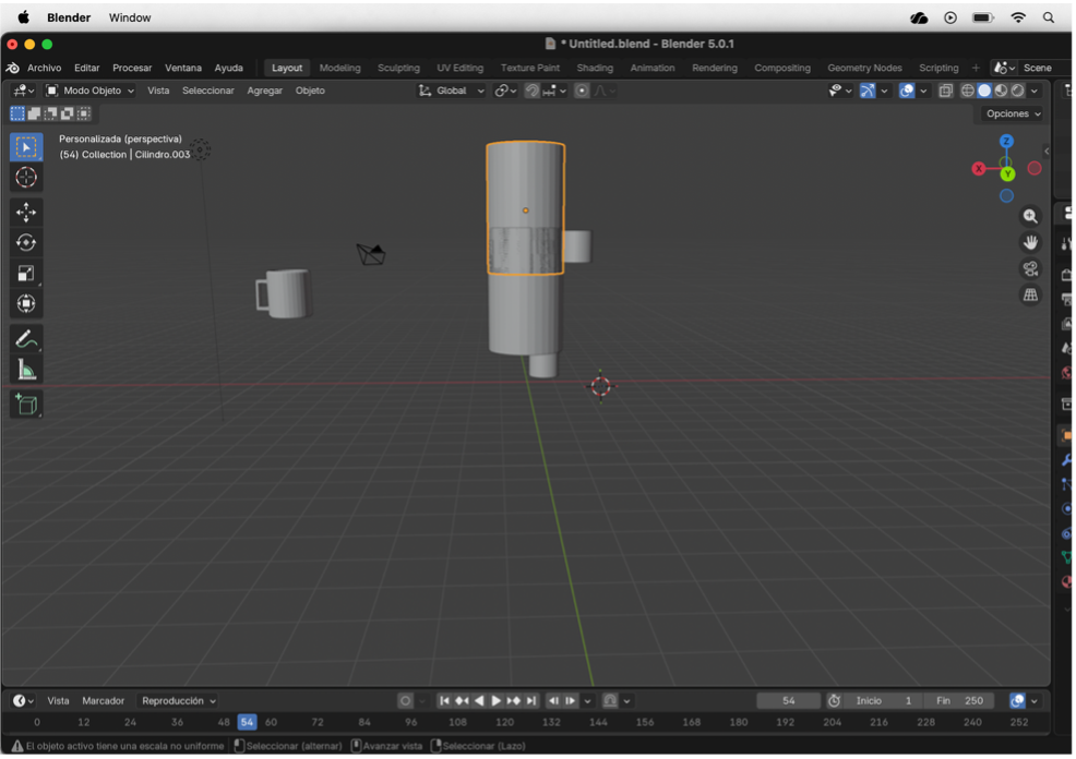 Duplicación del cilindro del cuerpo para formar la parte superior del modelo.