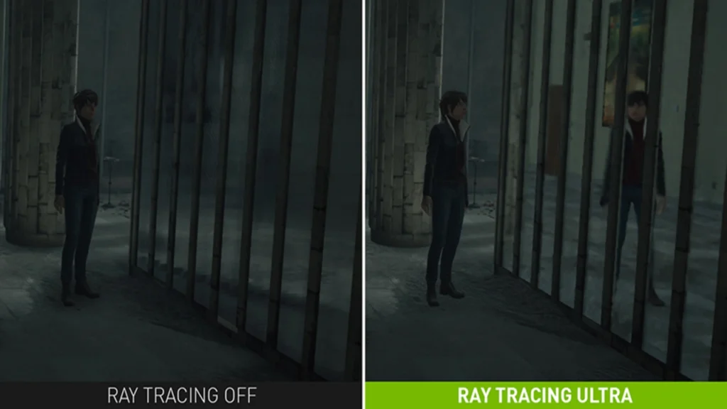 Se muestra una comparación visual del uso de Ray Tracing en una misma escena del videojuego The Medium, donde se evidencia las diferencias entre tener esta tecnología desactivada y activada en su maxima calidad.