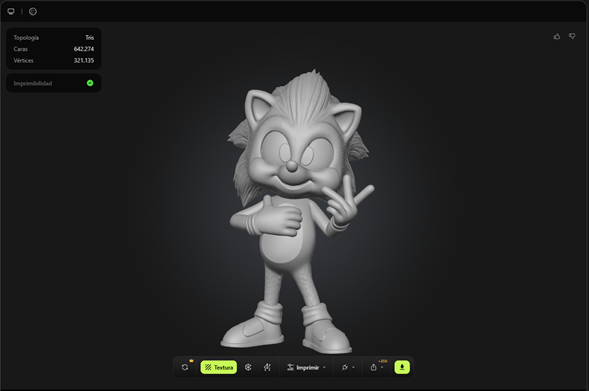 Meshy IA Sonic realista