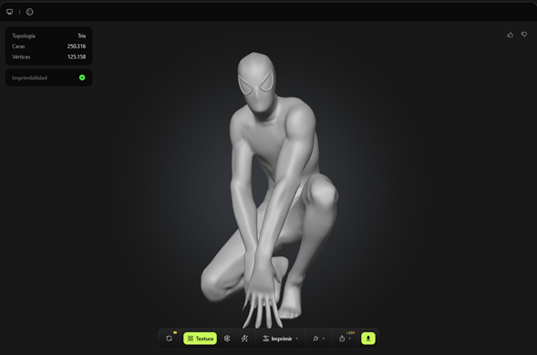 Meshy IA Spiderman Traje sin detalle