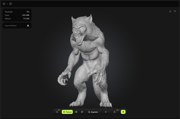 Meshy IA Hombre lobo, Inframundo