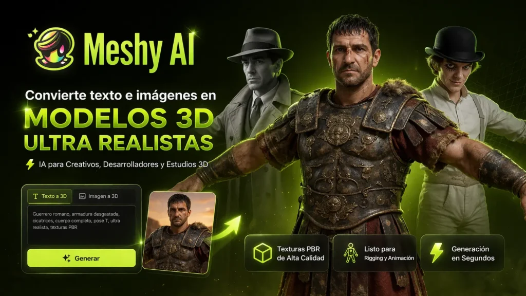 Imagen actual: Meshy Ia, Generacion de Avatares con IA