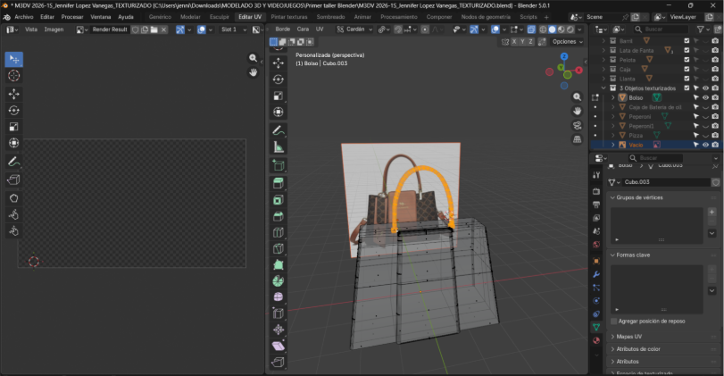 Selección de vértices que conforman la manija del Bolso