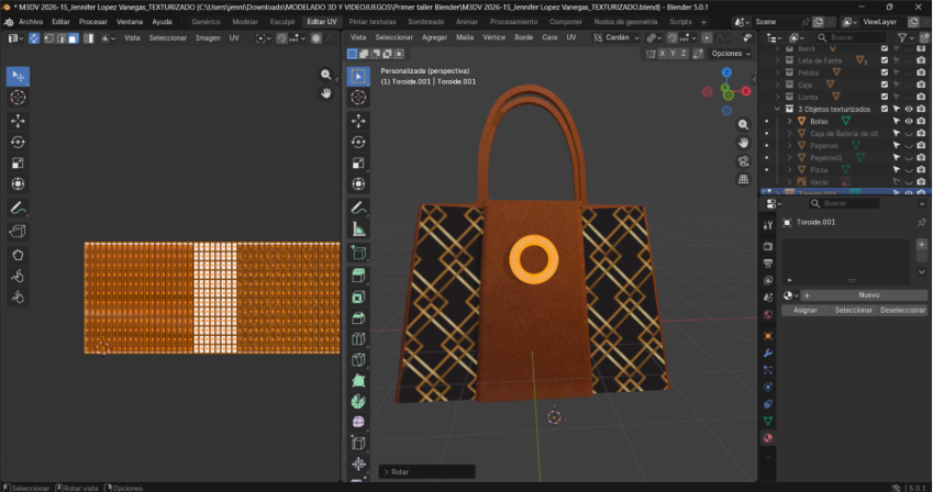 Inserción y ubicación de malla - Toroide en el Bolso