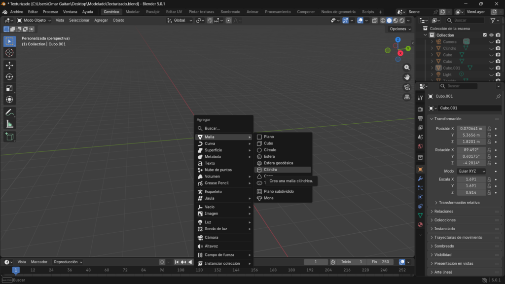 Añadiendo la malla antes del texturizado
