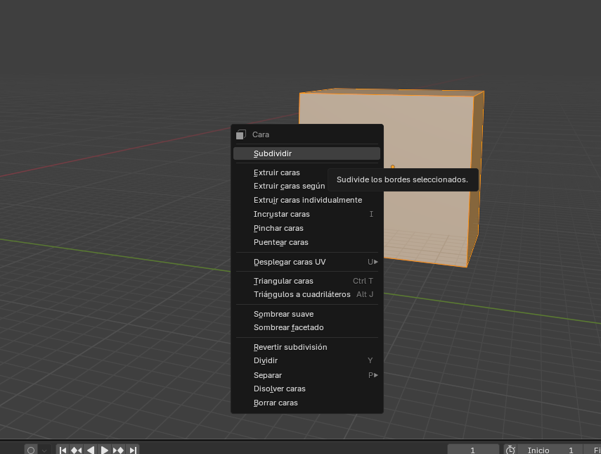 Proceso de creación de un dado 3D en Blender a partir de un cubo base, subdivisión de geometría y aplicación del modificador de superficie de subdivisión para suavizar bordes. Se incluye el marcado de costuras, despliegue del mapa UV y aplicación de textura personalizada, mostrando el ajuste manual de las caras para lograr un resultado limpio y realista en el texturizado.