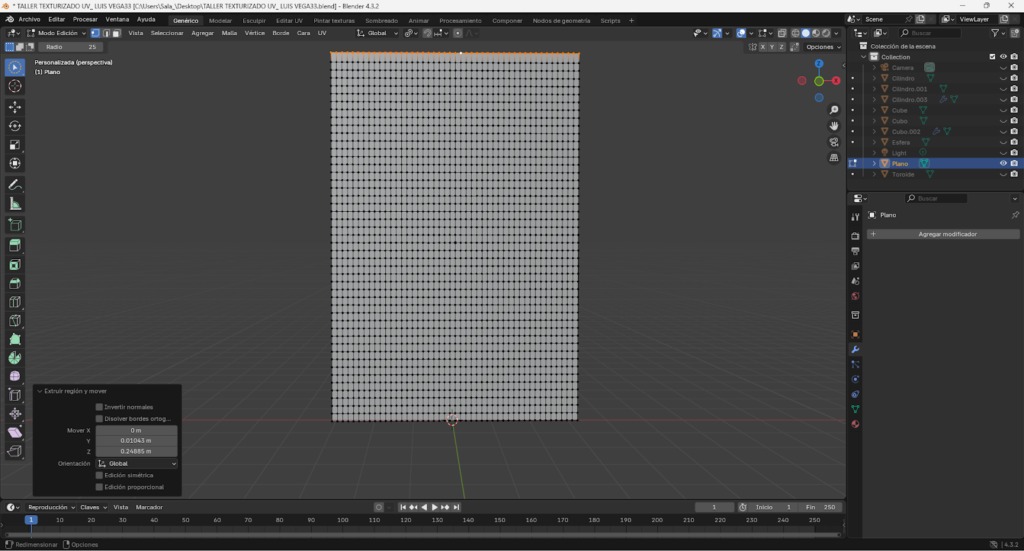 Desarrollo de un paquete de Doritos en Blender utilizando un plano base con múltiples subdivisiones, extrusión de bordes y aplicación del modificador Solidify. Se implementa dinámica de ropa con presión para simular el inflado del empaque, ajuste de gravedad y aplicación del modificador Cloth. Finalmente, se realiza el mapeado UV y adaptación manual de la textura para lograr un acabado visual realista del producto.