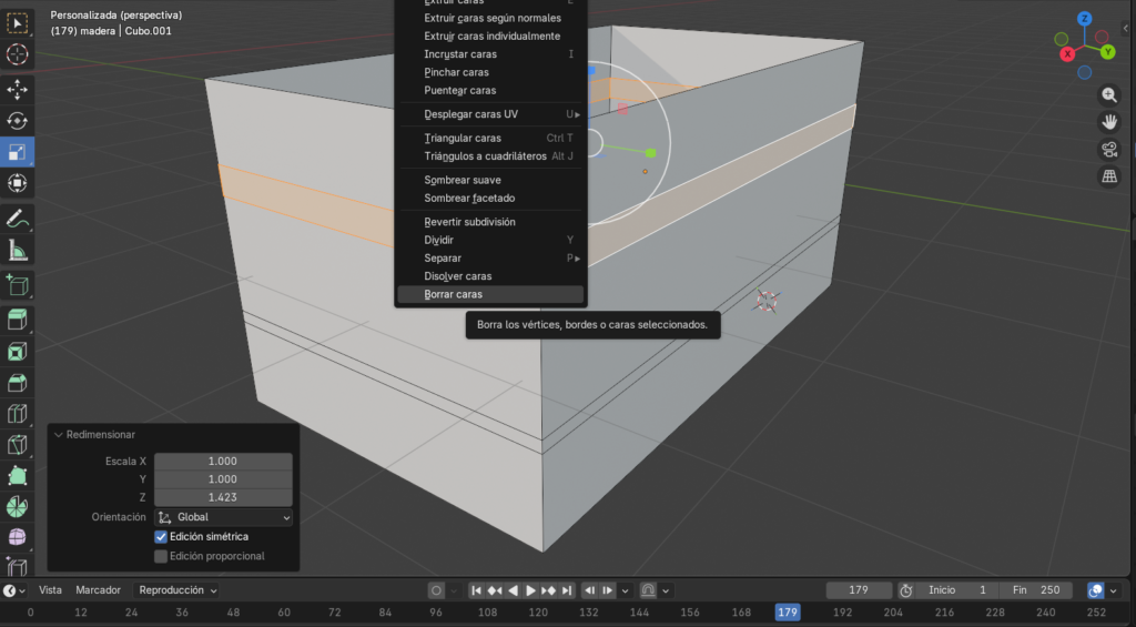 Figura 12. Borrar caras adicionales