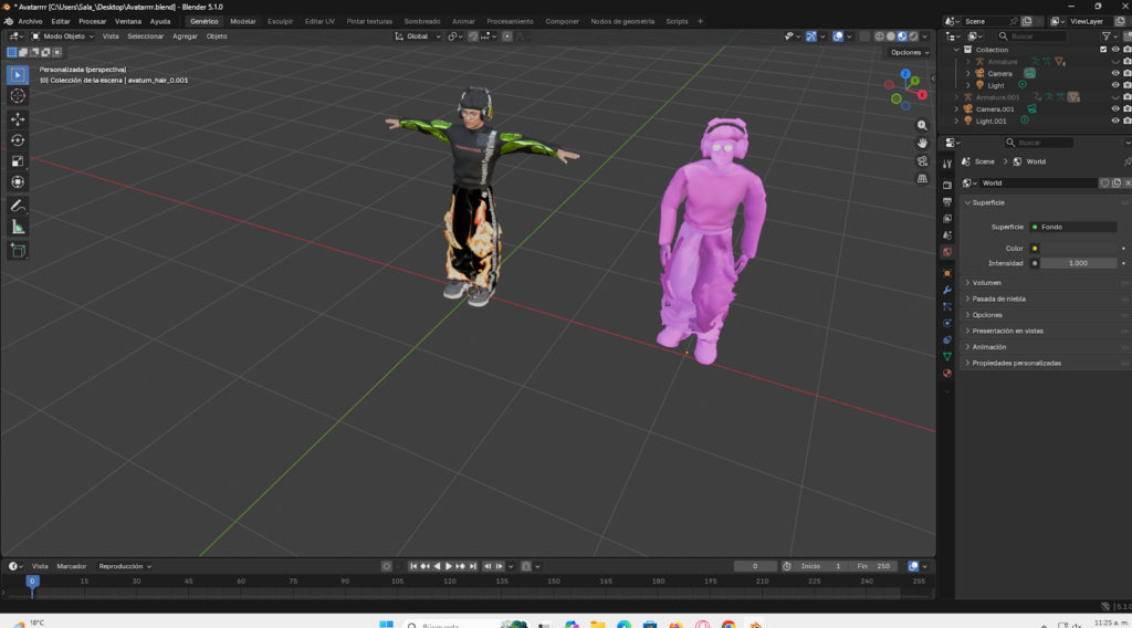 Solución al error de texturas moradas en Blender mediante la reasignación manual de materiales originales tras pasar por Mixamo