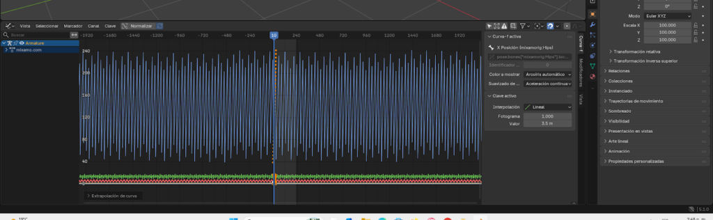 "Ajuste de los parámetros Blend In y Blend Out en el editor NLA para crear transiciones fluidas y evitar cortes bruscos entre animaciones