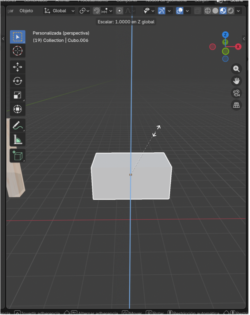 Cilindro base escalado para formar la estructura de la caja.