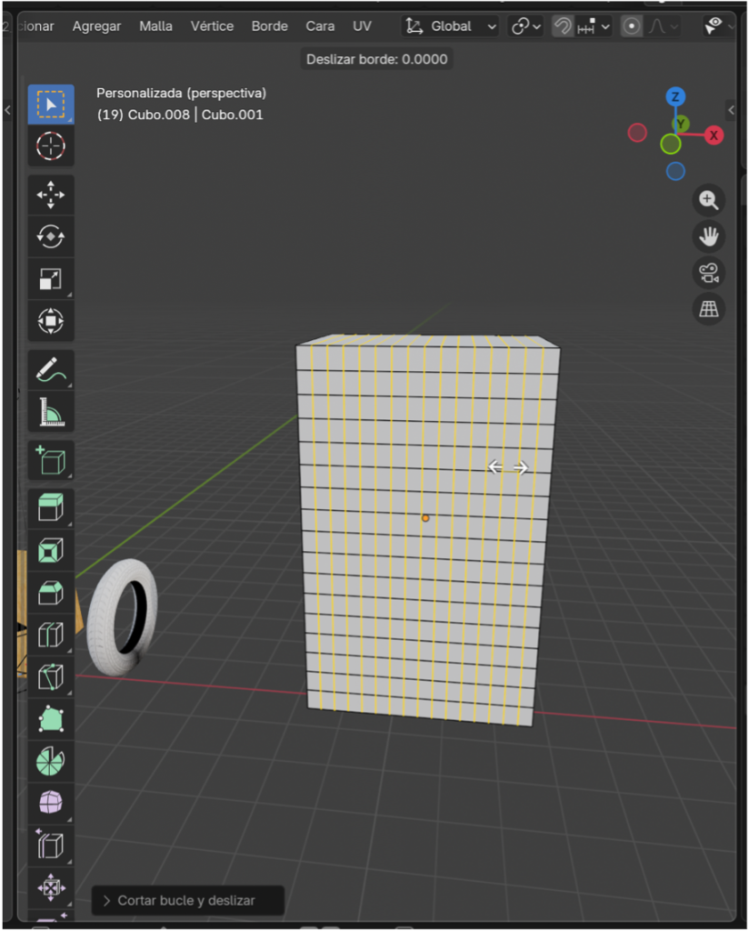 Cortes verticales agregados para formar una cuadrícula en el modelo.