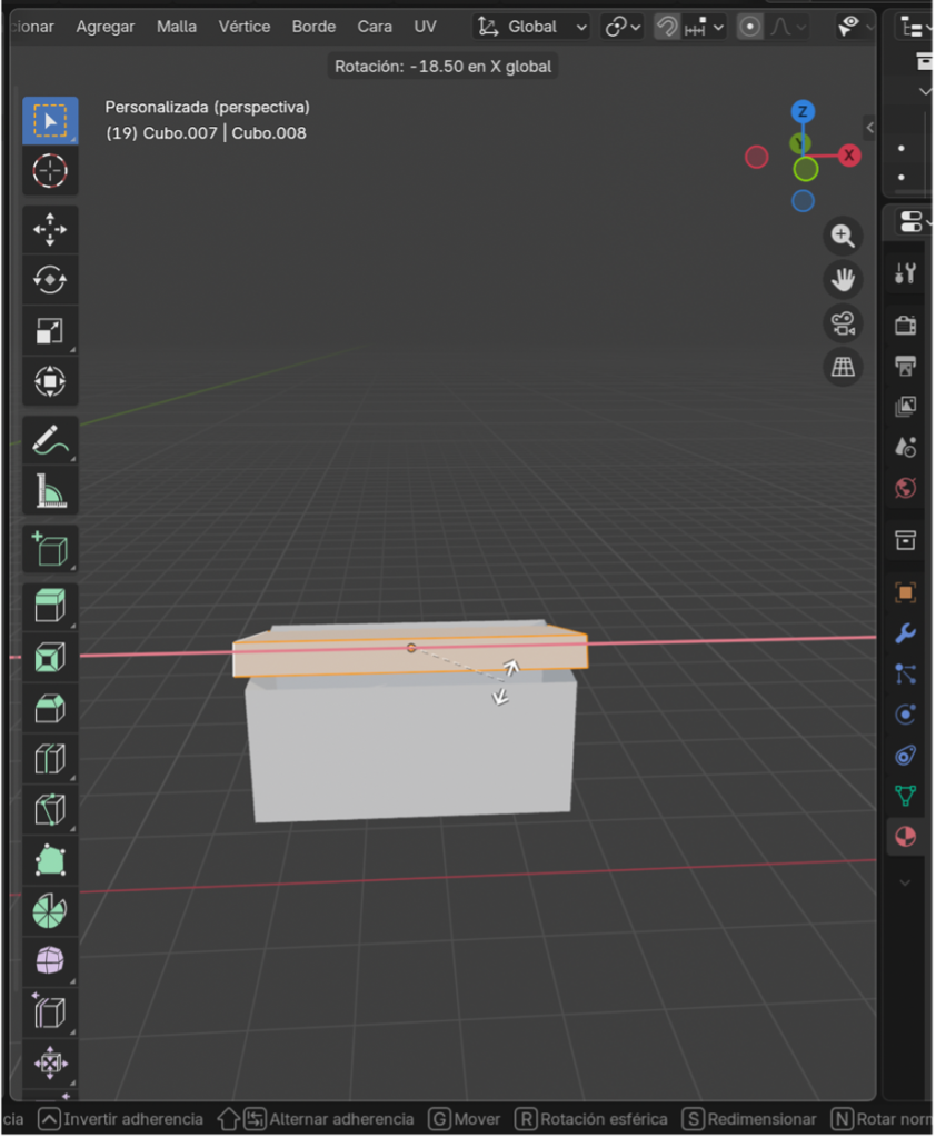 Tapa rotada ligeramente para simular apertura.