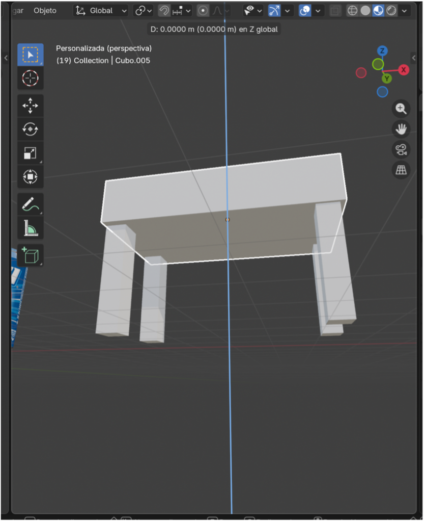 Tapa ubicada sobre las cuatro patas formando la estructura.