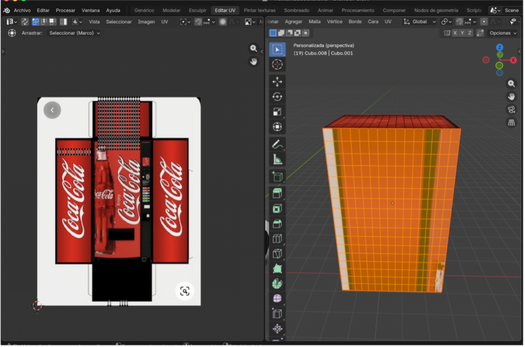 Ajuste manual de la textura en el editor UV.