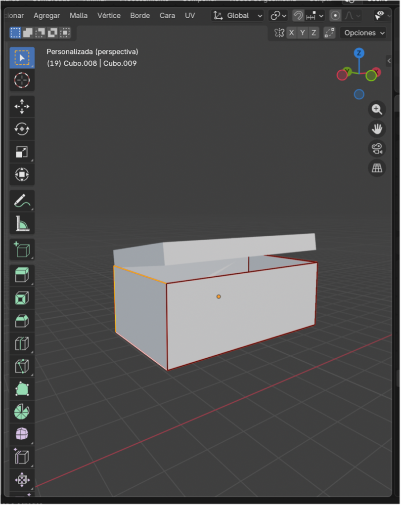 Costuras marcadas en el cuerpo principal de la caja.