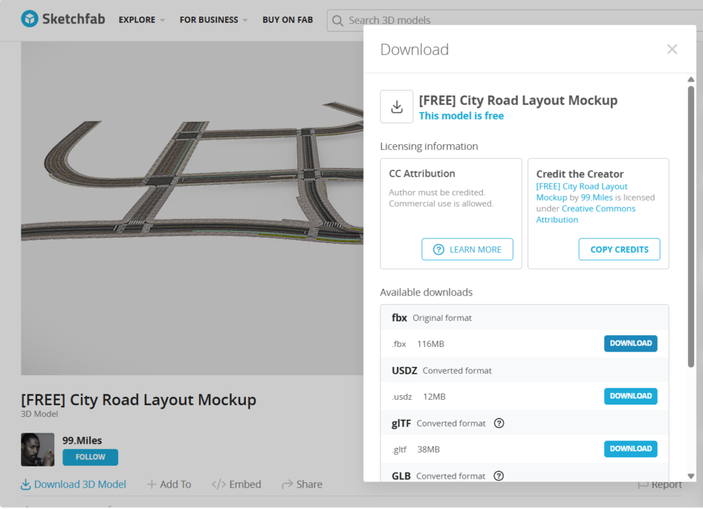 Descarga Sketchfab: Carretera