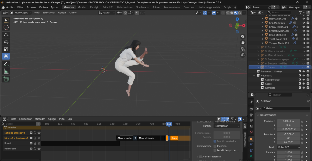 Creación de cinemática: Visualización de deformación de los hueso de la armadura