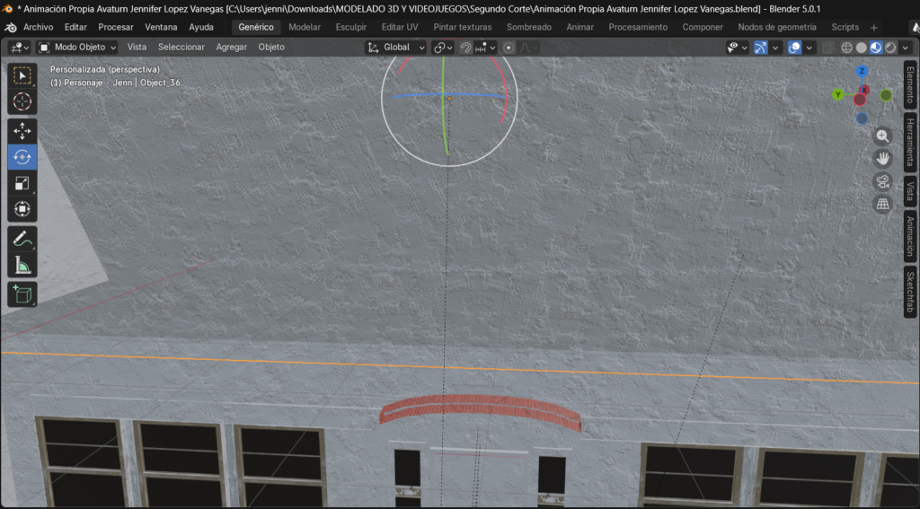 Creación de cinemática: Modelo Sketchfab cubriendo las ventanas