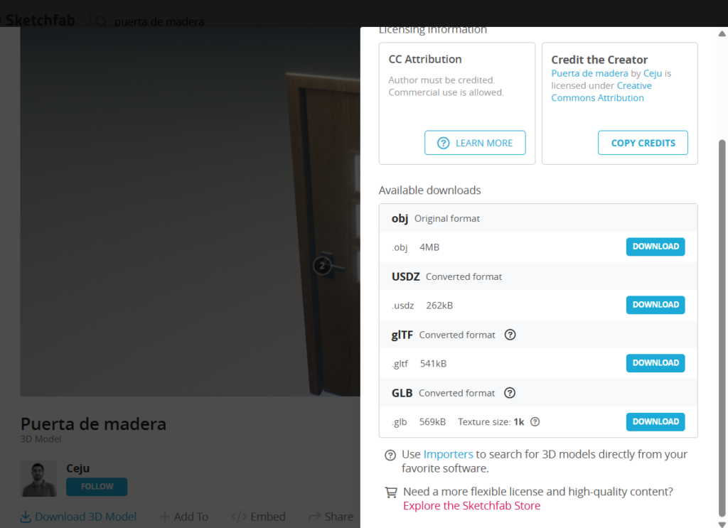 Descarga Sketchfab: Puerta