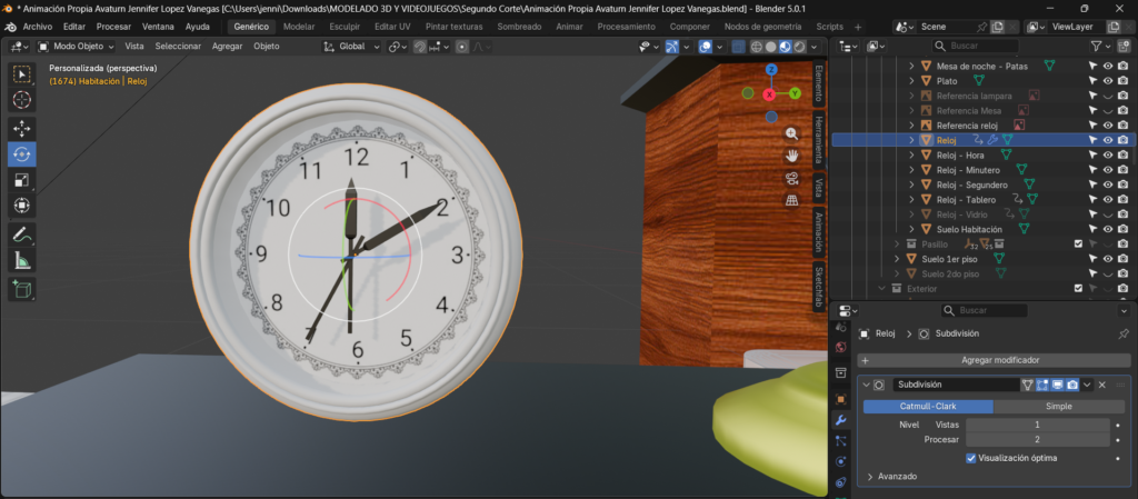 Creación de cinemática: Modelado de mesa de reloj antiguo