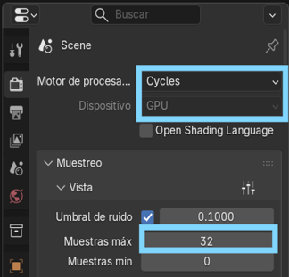 Creación de cinemática: Ajustes de salida Motor del procesador