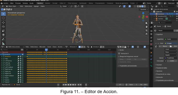 Editor de accion en blender