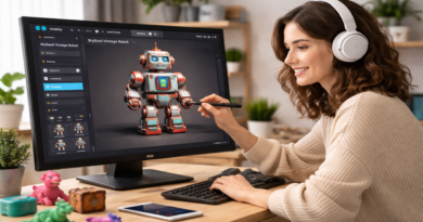 mujer creando un modelo 3D