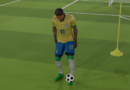 Neymar 3D con balón en campo de fútbol cinemática Blender