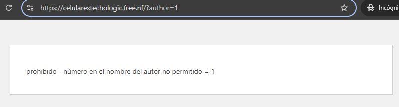 Mensaje "prohibido - número en el nombre del autor no permitido"