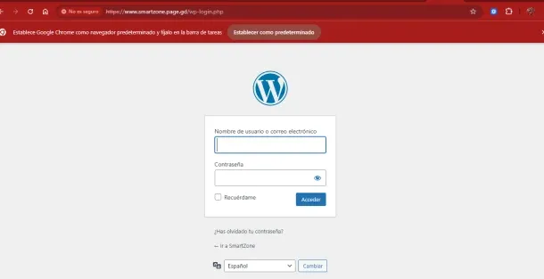 Panel de inicio de sesión de WordPress
