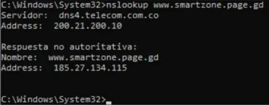 Resultado de NSLOOKUP