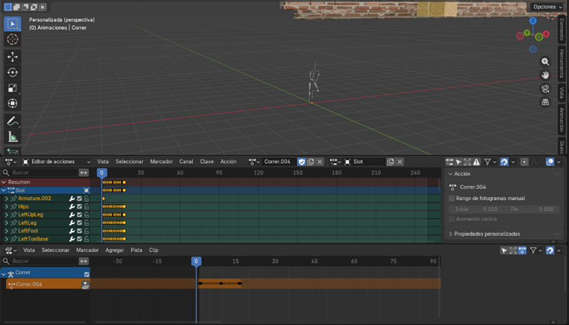 animación de parkour en Blender