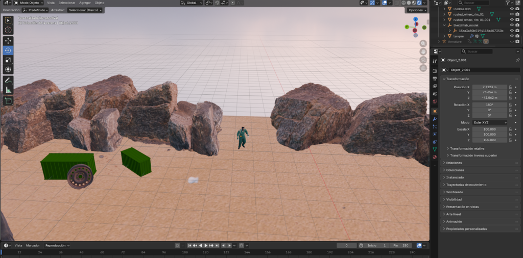 Organización y etiquetado de animaciones en Blender para facilitar la identificación de movimientos como 'caminar' o 'bailar' en la línea de tiempo