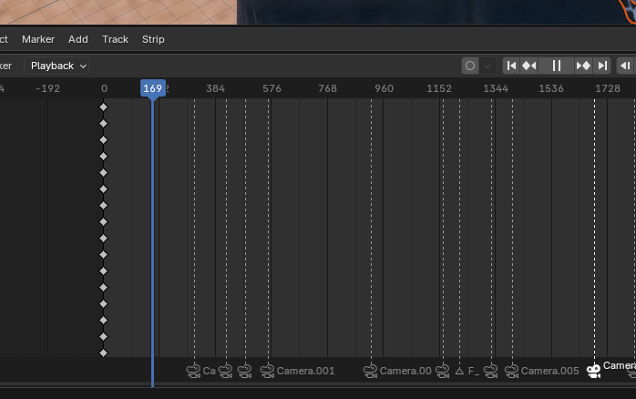 Organización y etiquetado de animaciones en Blender para facilitar la identificación de movimientos como 'caminar' o 'bailar' en la línea de tiempo