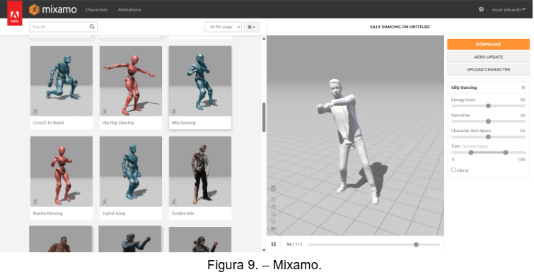 Animación de mixamo