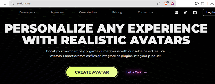 Creación de cinemática: Página web Avaturn
