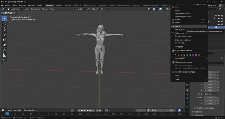 Creación de cinemática: Eliminación de esferas en el Avatar