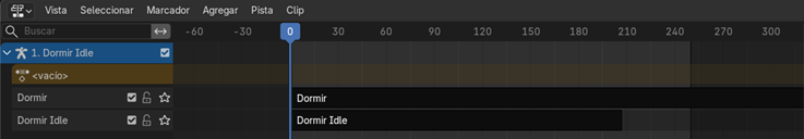 Creación de cinemática: Visualización del clips en el NLA