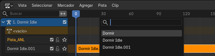 Creación de cinemática: Adición de clips de animación