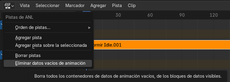 Creación de cinemática: Eliminación de datos vacíos de animación en el NLA