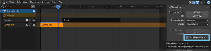 Creación de cinemática: Selección de herramienta de Fundido