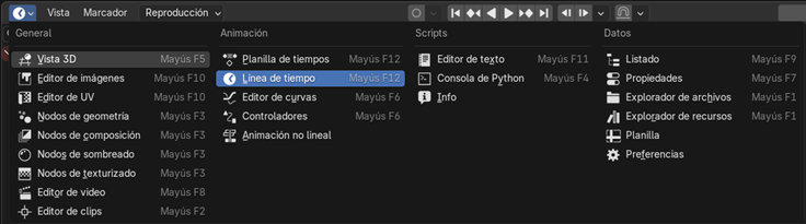Creación de cinemática: Selección de la Línea de tiempo