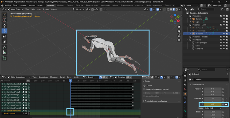 Creación de cinemática: Marcado de keyframes