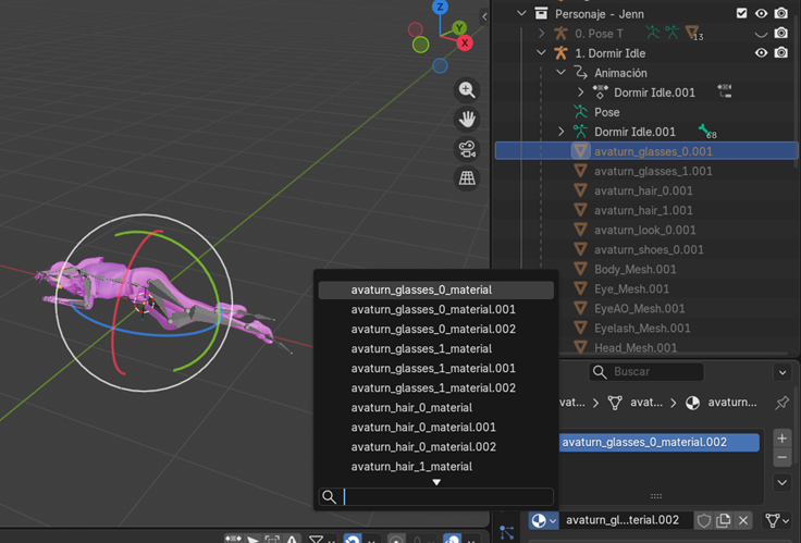 Creación de cinemática: Reasignación de texturas a la primera animación del personaje principal