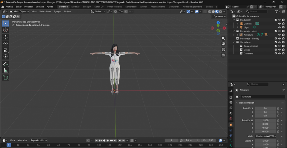 Creación de cinemática: Importación de Pose T del personaje principal