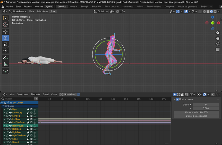 Creación de cinemática: Selección de todos los huesos de la armadura en Modo Pose