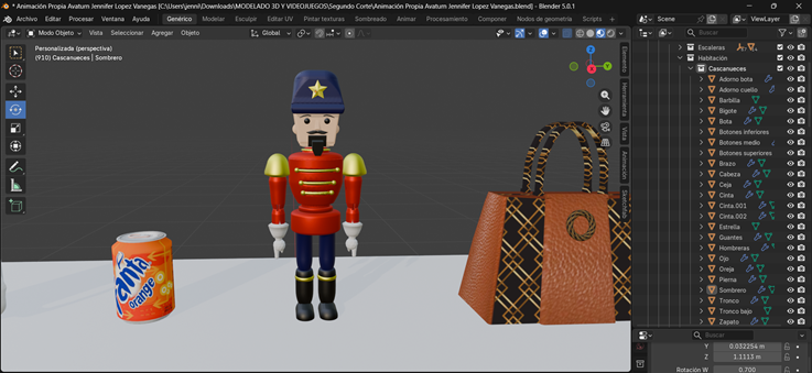 Creación de cinemática: Importado del modelo del cascanueces y aplicación de texturas
